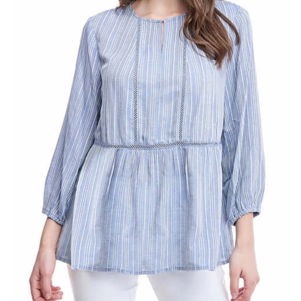 🐠 Fever Blue Pleated 3/4 Sleeve Blouse
